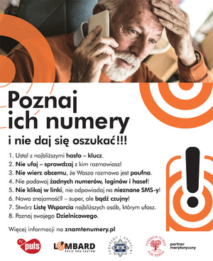 Plakat kampanii społecznej #ZnamTeNumery