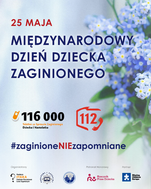 plakat informujący o Międzynarodowym Dniu Dziecka Zaginionego